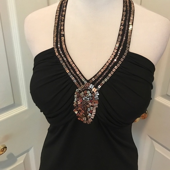 Spense black and gold halter top - Picture 1 of 4